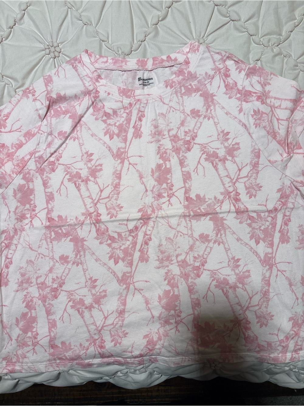 No Boundaries White and Pink Floral Long-Sleeve Tee